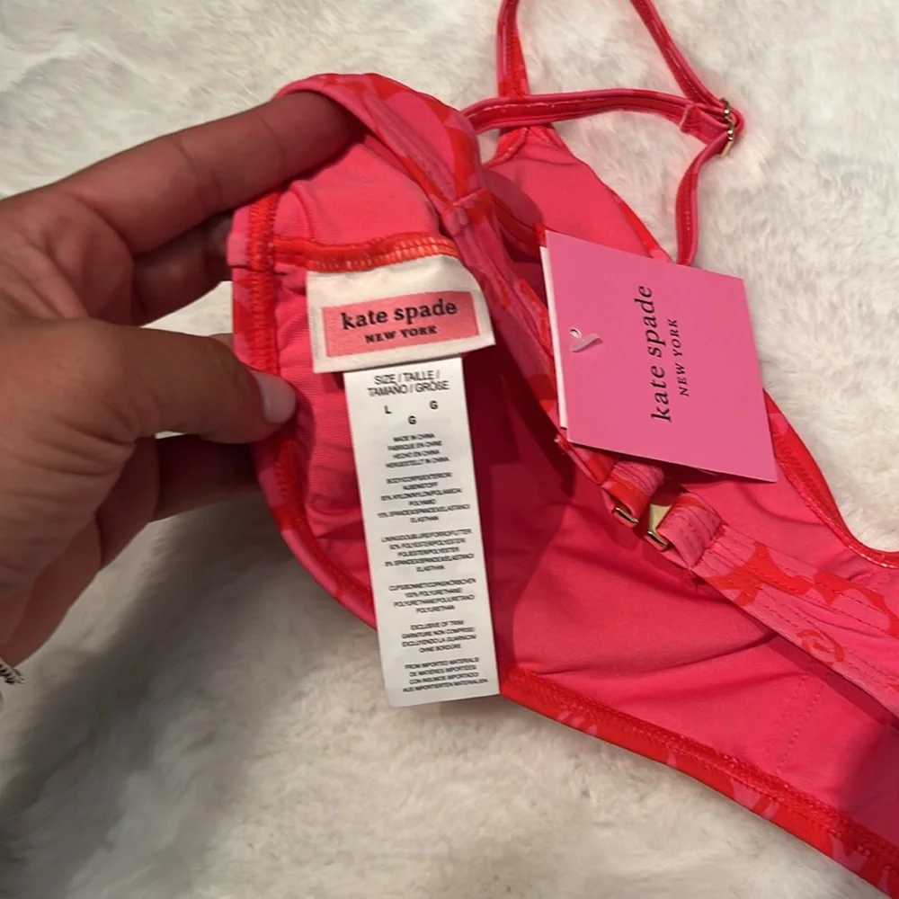 Kate Spade Flame Scarlett Bikini Top size‎ L NWT